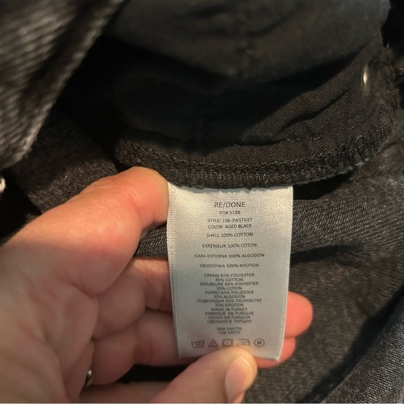 Women’s Re/Done High Rise 70s Stovepipe Jeans 31 Aged Black Button Fly Raw Hem - Picture 12 of 12